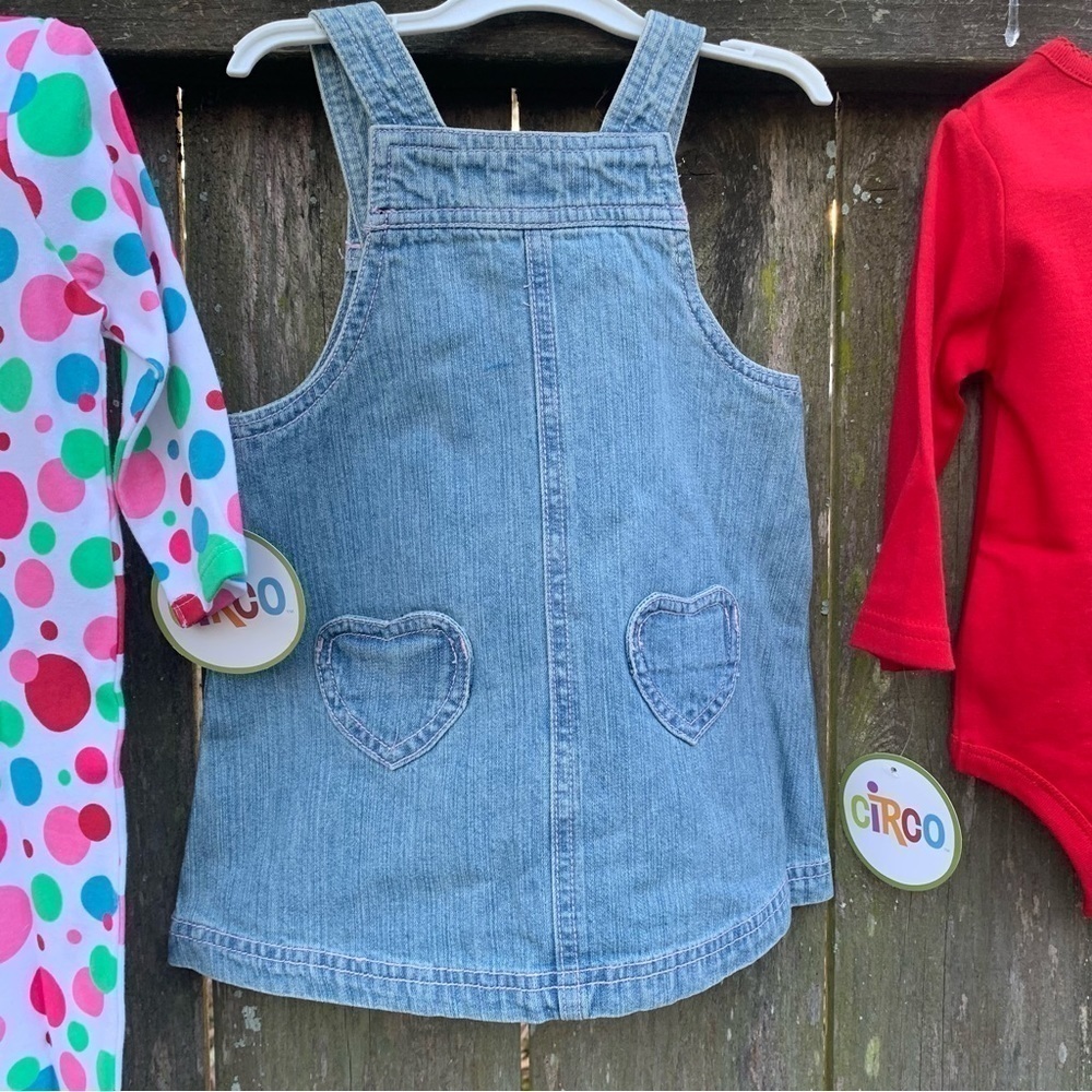 CIRCO outfit bundle Denim overall jumper dress bodysuit sleeper set spring fall - Picture 8 of 12